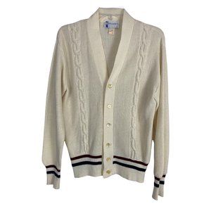 Vintage Heritage Mens Sweater Size Medium Cardigan Cream Button Long Sleeve